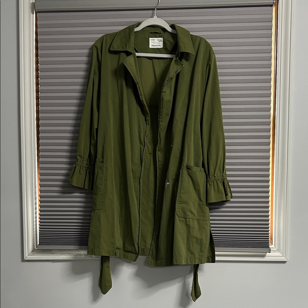 Zara kids Olive Green Women's Lightweight Trench Coat